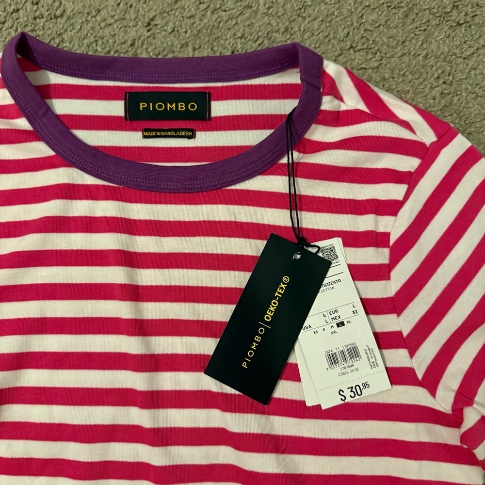 Piombo Striped Tee in Pink and Purple - Picture 2 of 3